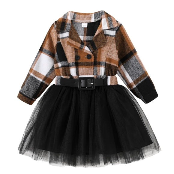 younger star Other - NIP Younger Star Black Tan Buffalo Plaid Tutu Dress Size 2-3T